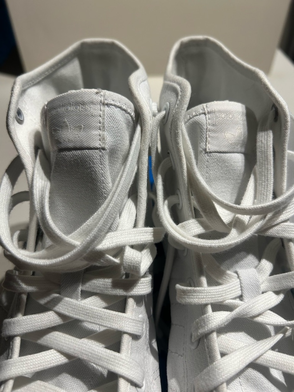 Adidas White Canvas High-Top Nizza Sneakers, Men’s Size 13